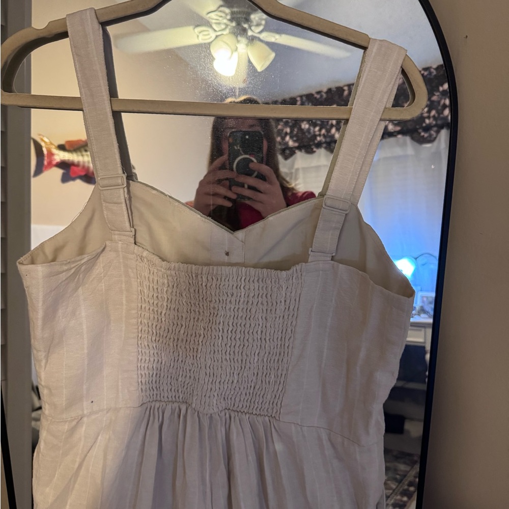 Old Navy Cream Striped Wide-Leg Jumpsuit with Button Front - Picture 3 of 4